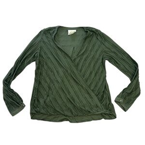 Anthropologie Maeve Audre Long Sleeve Faux Wrap Top 💚